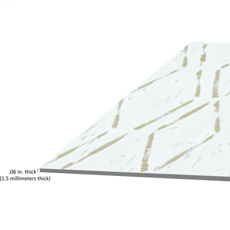 Diamond Pattern Self-Adhesive Vinyl Floor Tiles, 12" x 12", White and Beige