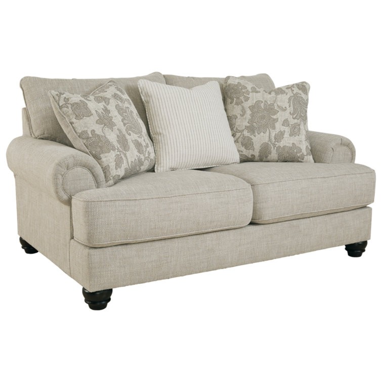 71'' Beige Fabric Traditional Loveseat with Rolled Arms