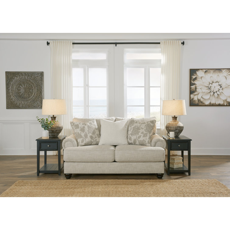 71'' Beige Fabric Traditional Loveseat with Rolled Arms