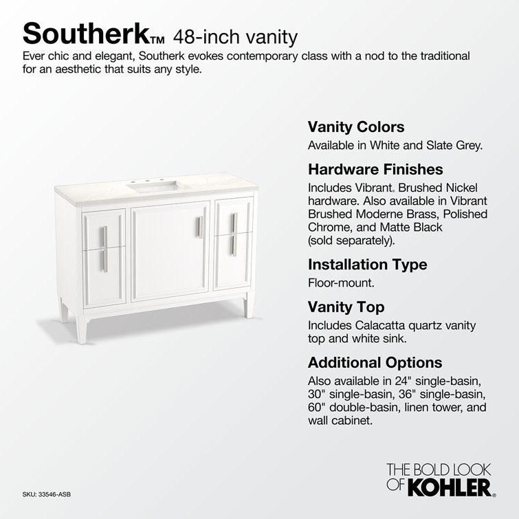 Southerk 48-Inch White Painted Freestanding Bathroom Vanity with Quartz Top
