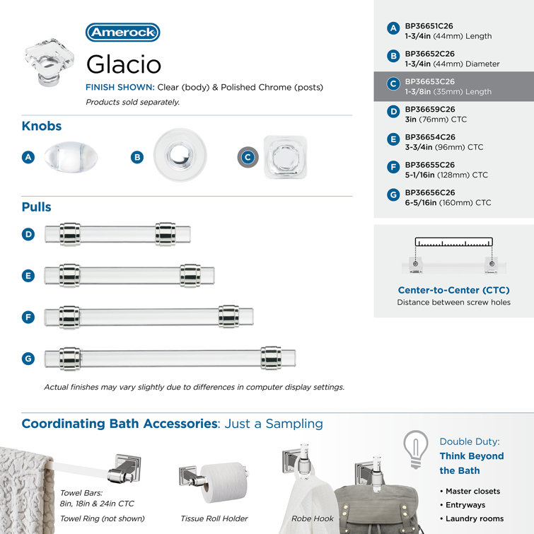 Clear Crystal and Polished Chrome Square Cabinet Knob