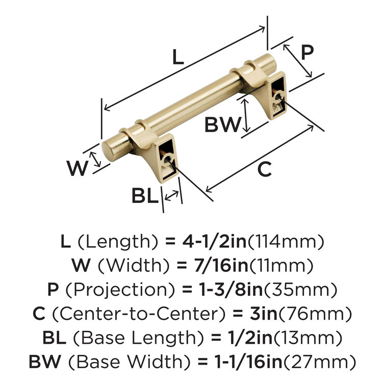 Champagne Bronze Modern Bar Cabinet Pull with Mounting Hardware
