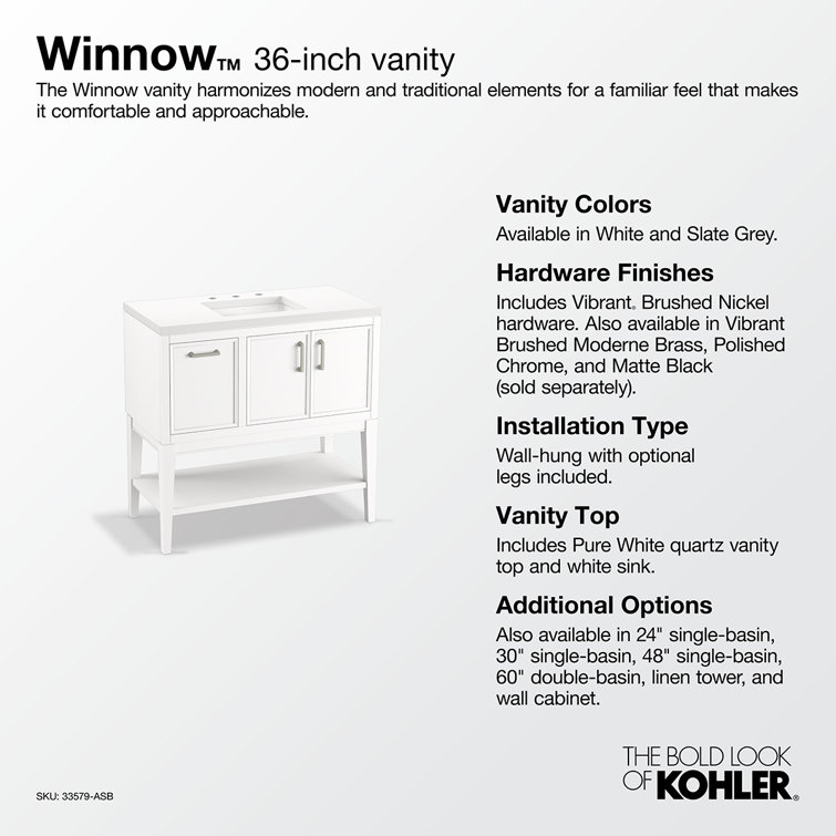 Winnow 30" White MDF Freestanding Single Bathroom Vanity with Quartz Top