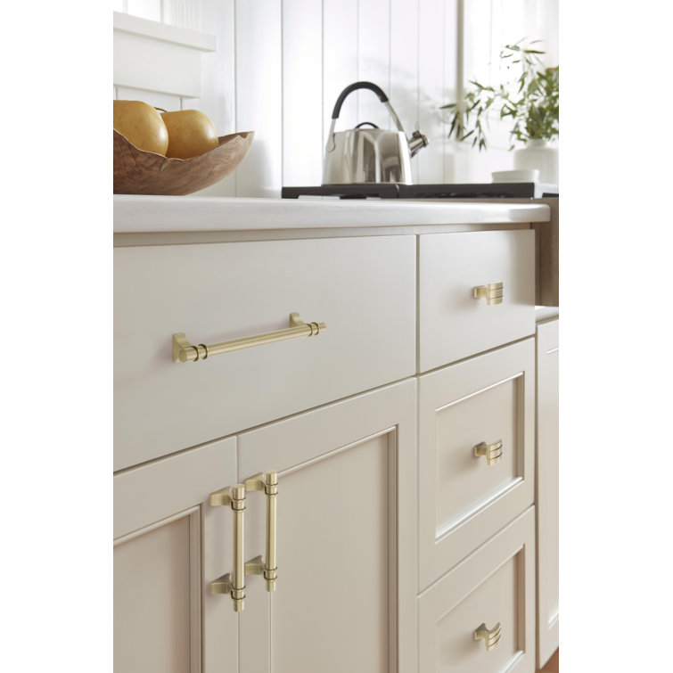 Golden Champagne Rectangular Cabinet Knob with Mounting Hardware