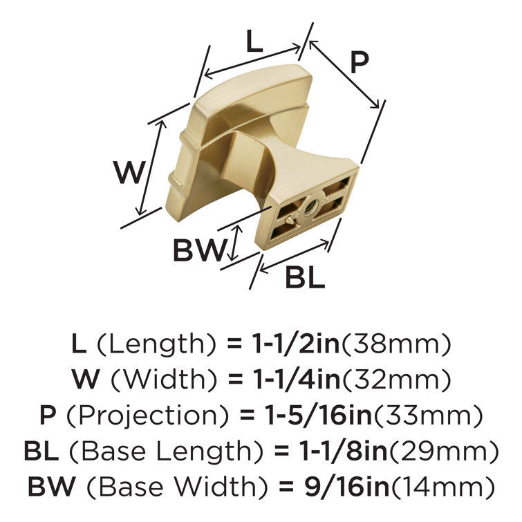 Champagne Bronze Rectangular Modern Cabinet Knob with Mounting Hardware