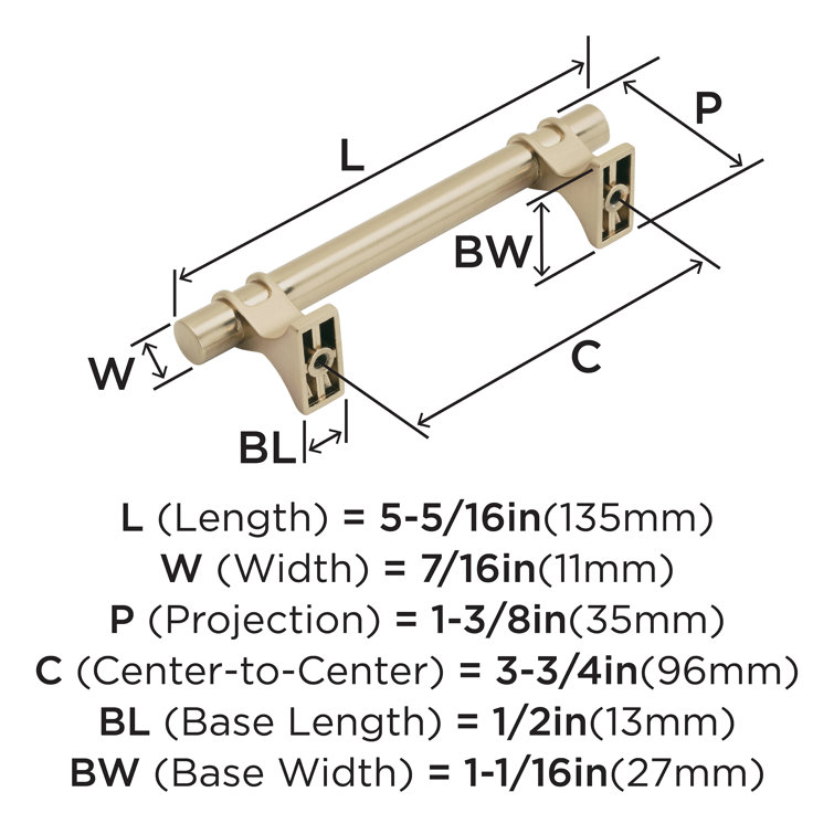 Champagne Bronze Modern Bar Cabinet Pull with Mounting Hardware