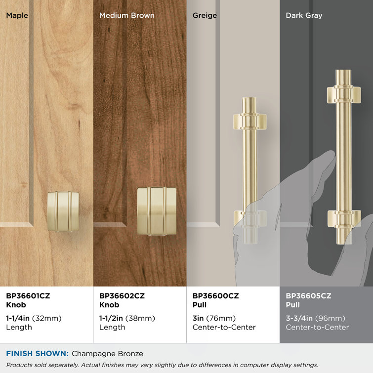 Champagne Bronze Modern Bar Cabinet Pull with Mounting Hardware