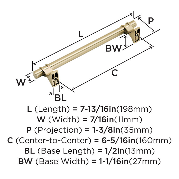 Champagne Bronze Modern Bar Cabinet Pull with Mounting Hardware
