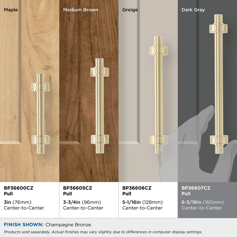 Champagne Bronze Modern Bar Cabinet Pull with Mounting Hardware