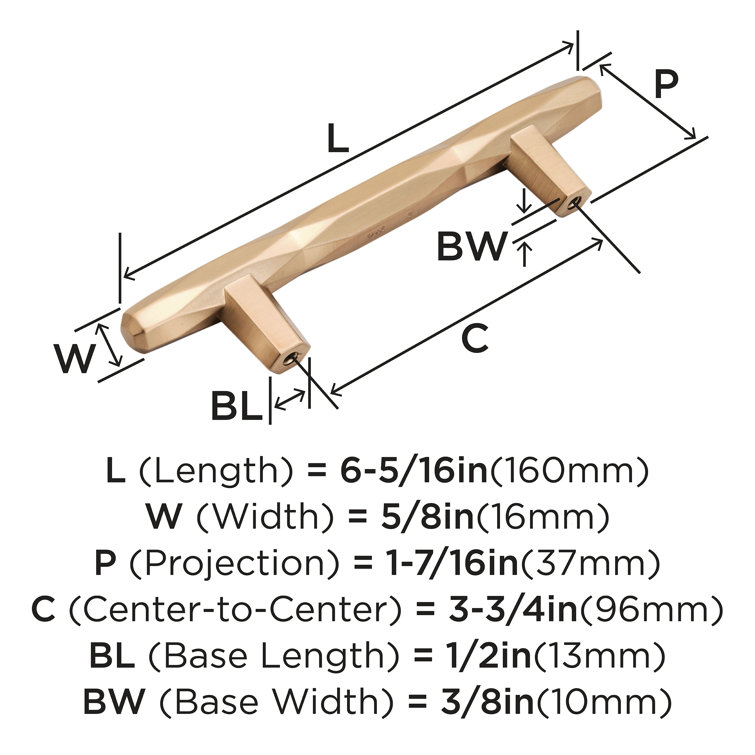 Champagne Bronze Modern Bar Pull with Mounting Hardware