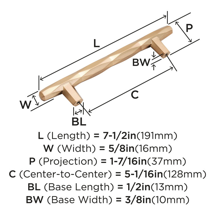 Champagne Bronze Modern Bar Pull with Mounting Hardware