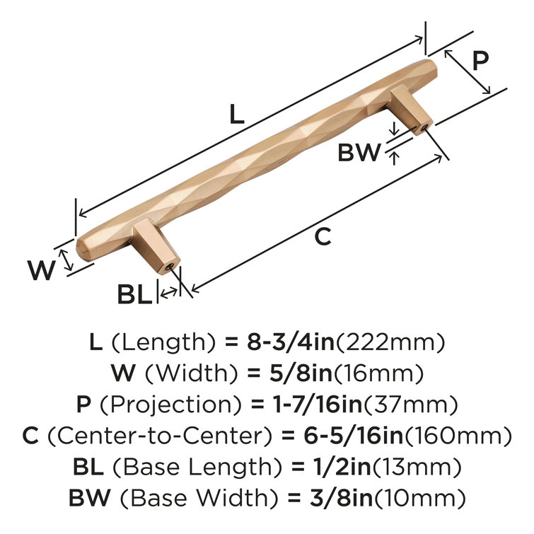 Champagne Bronze Modern Bar Pull with Mounting Hardware