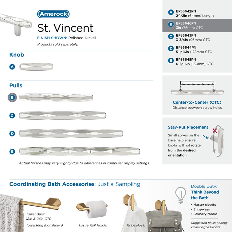 St. Vincent 8" Polished Nickel Bar Pull with Mounting Hardware