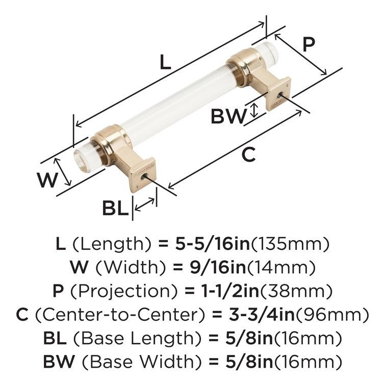 Clear and Oil-Rubbed Bronze 3-3/4" Cabinet Bar Pull