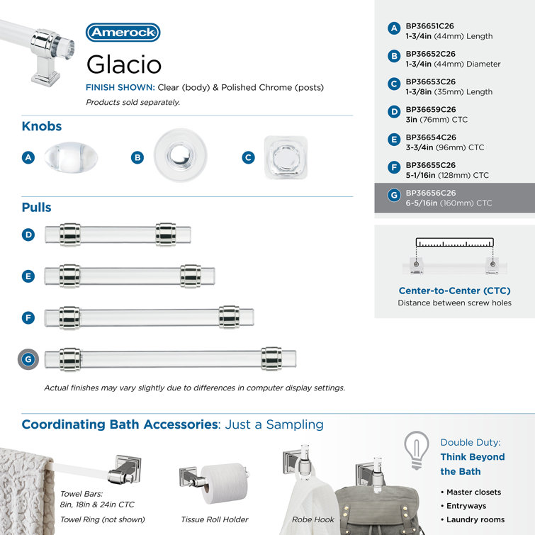 Glacio 5-1/16" Clear and Polished Chrome Bar Pull