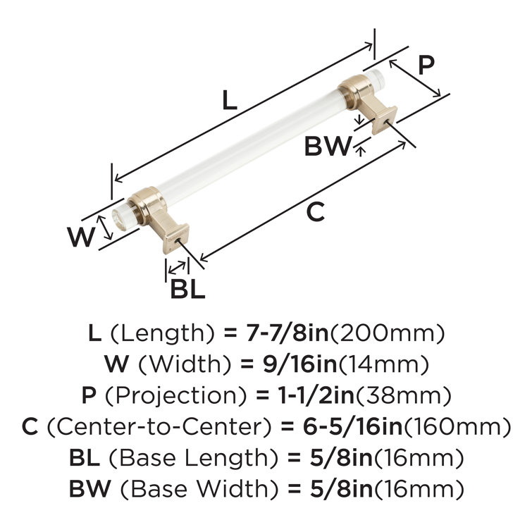 Clear and Champagne Bronze 5-1/16" Bar Cabinet Pull