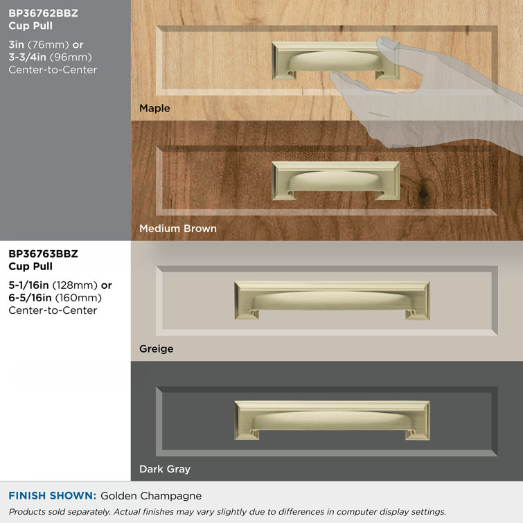 Golden Champagne Steel Traditional Cabinet Cup Pull with Mounting Hardware