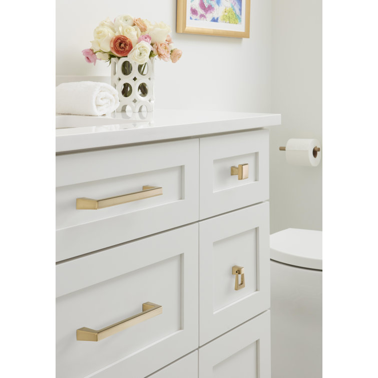 Champagne Bronze Square Modern Cabinet Knob with Mounting Hardware