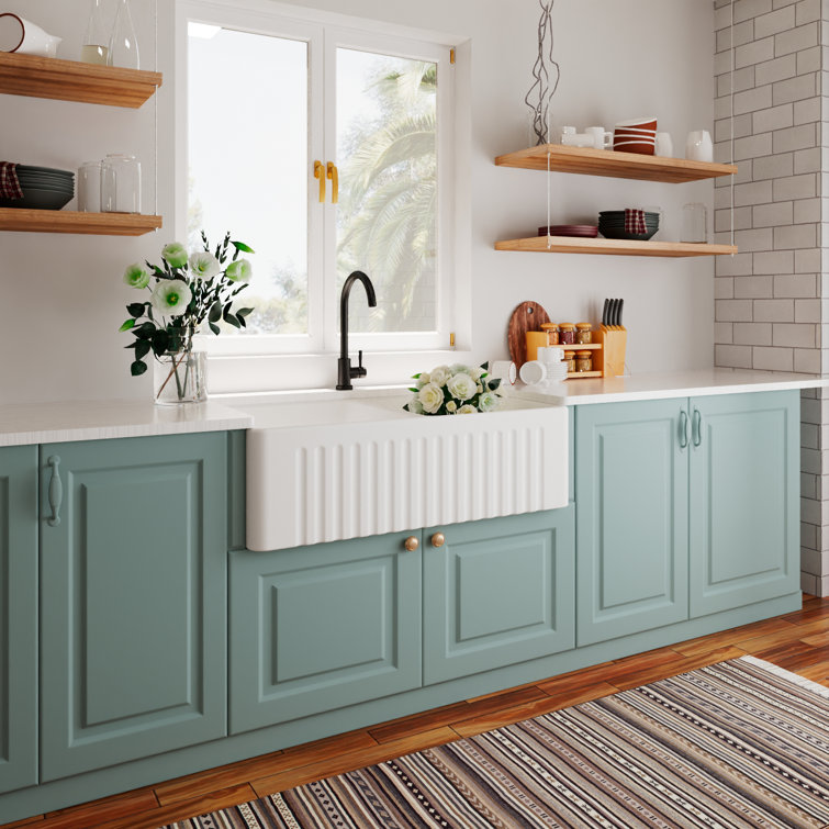 Eclipse 33" White Ceramic Double Basin Farmhouse Sink