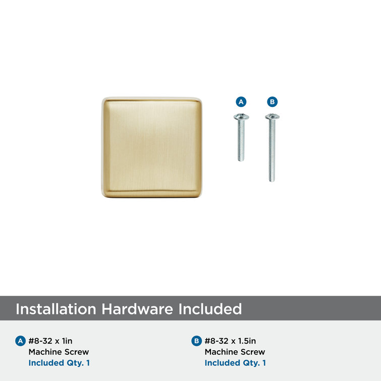 Champagne Bronze Square Modern Cabinet Knob with Mounting Hardware
