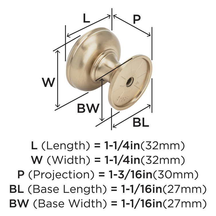 Champagne Bronze Round Traditional Cabinet Knob with Mounting Hardware