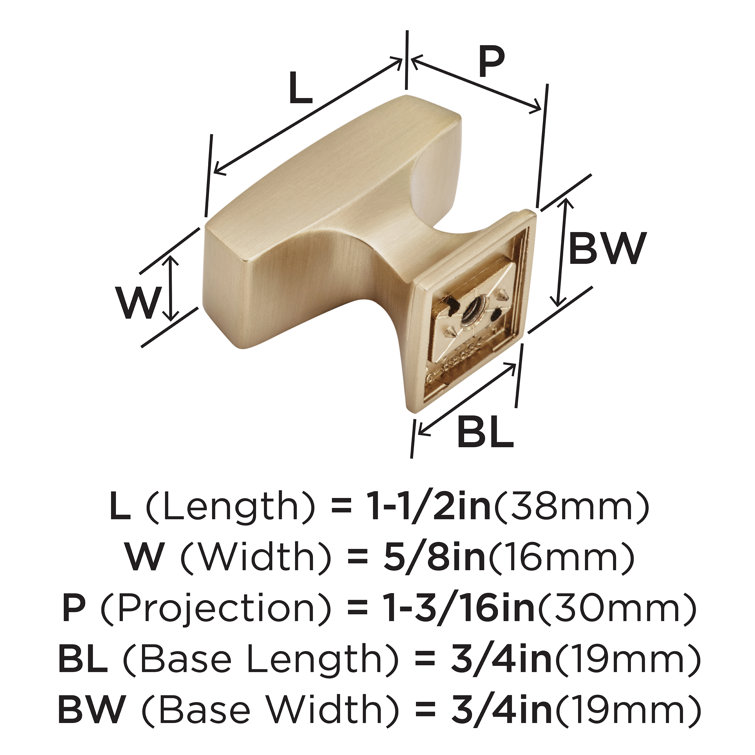 Mulholland 1.5" Rectangular Champagne Bronze Cabinet Knob