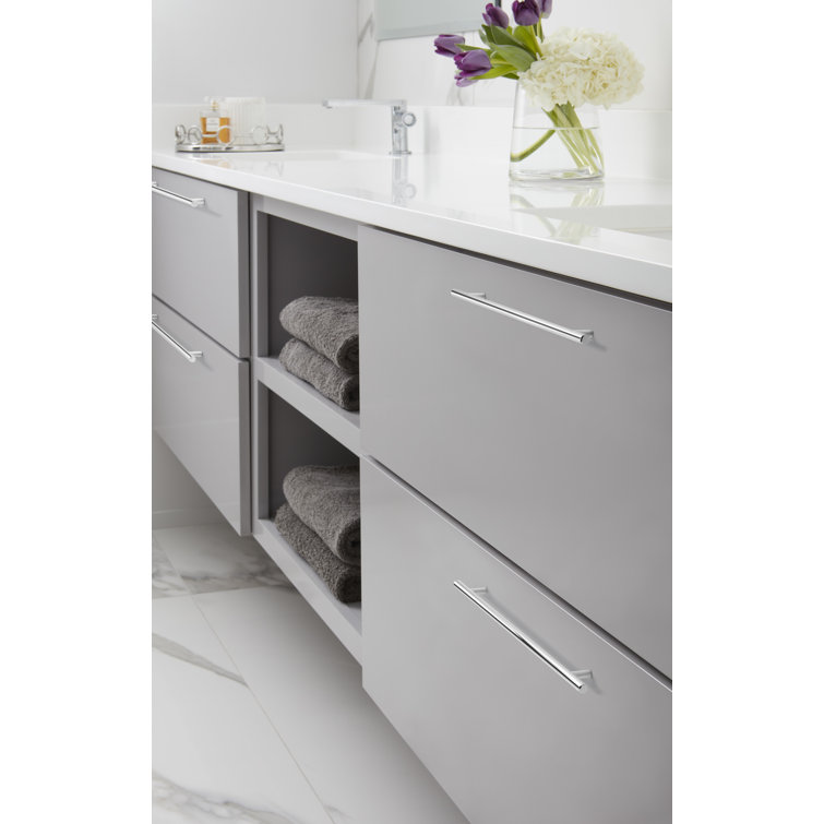 Polished Chrome Modern Bar Cabinet Pull with Mounting Hardware