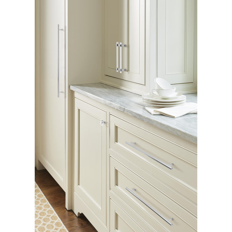 Polished Chrome Modern Bar Cabinet Pull with Mounting Hardware