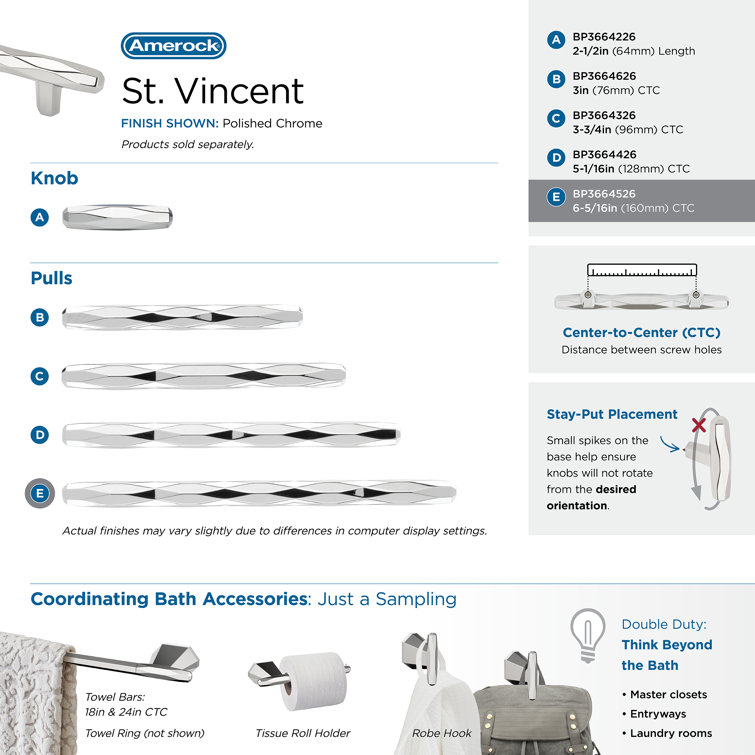 St. Vincent Polished Chrome 8.75" Bar Pull with Mounting Hardware