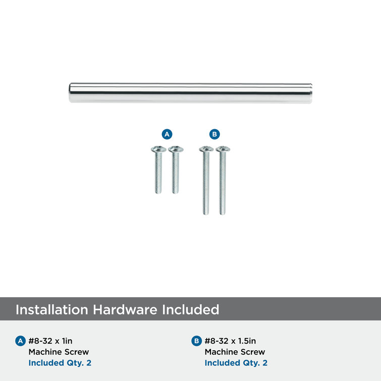 Polished Chrome Modern Bar Cabinet Pull with Mounting Hardware