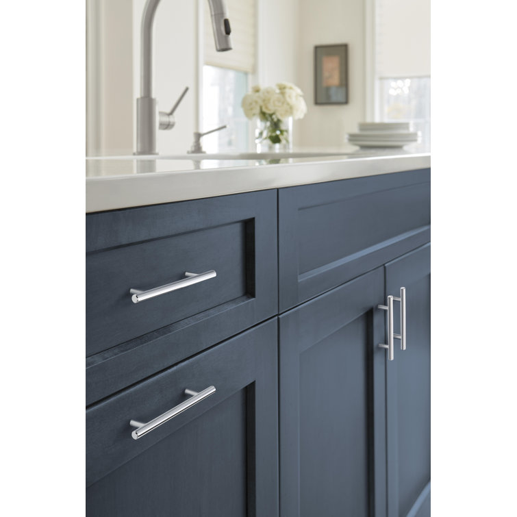 Polished Chrome Modern Bar Cabinet Pull with Mounting Hardware
