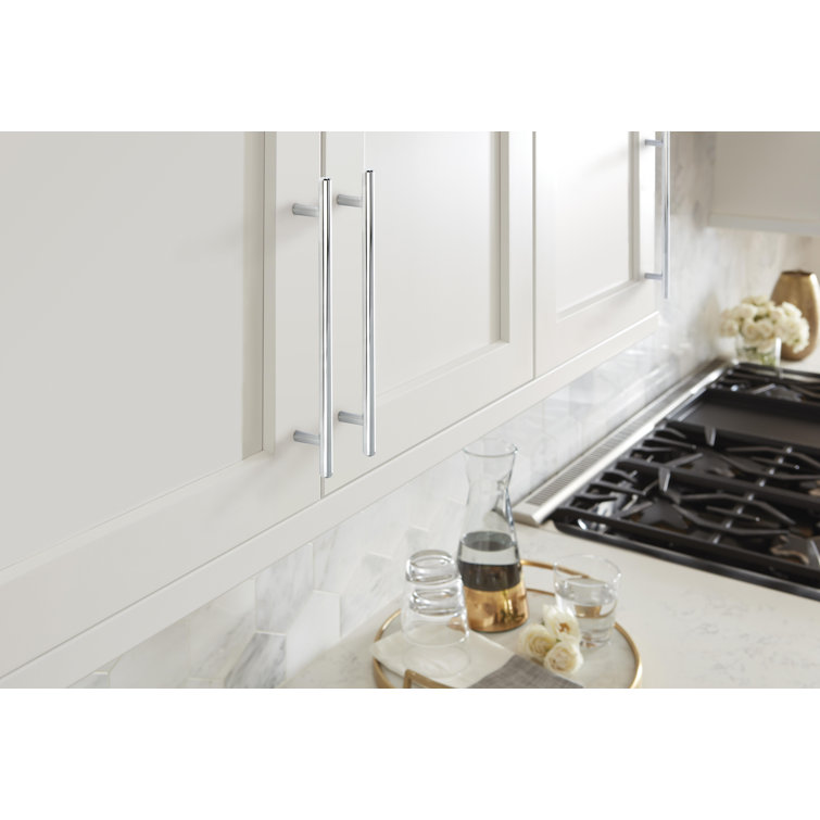 Polished Chrome Modern Bar Cabinet Pull with Mounting Hardware