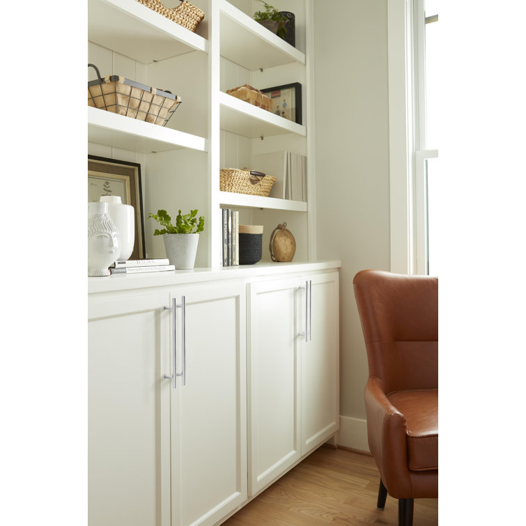 Polished Chrome Modern Bar Cabinet Pull with Mounting Hardware