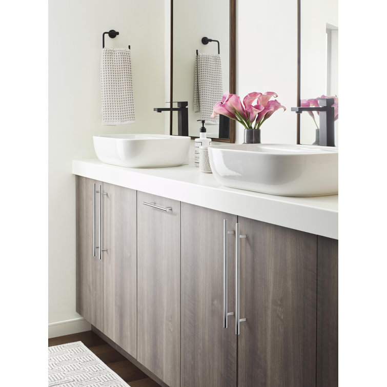 Polished Chrome Modern Bar Cabinet Pull with Mounting Hardware