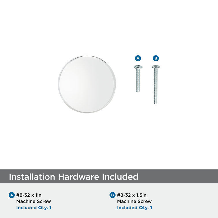 Polished Chrome Round Cabinet Knob with Mounting Hardware