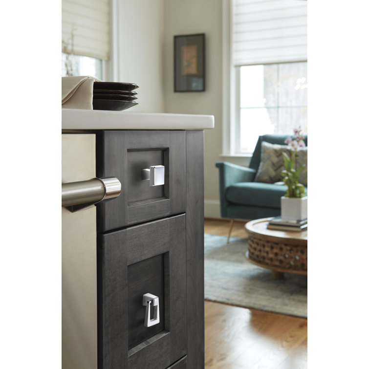 Polished Chrome Square Cabinet Knob with Mounting Hardware
