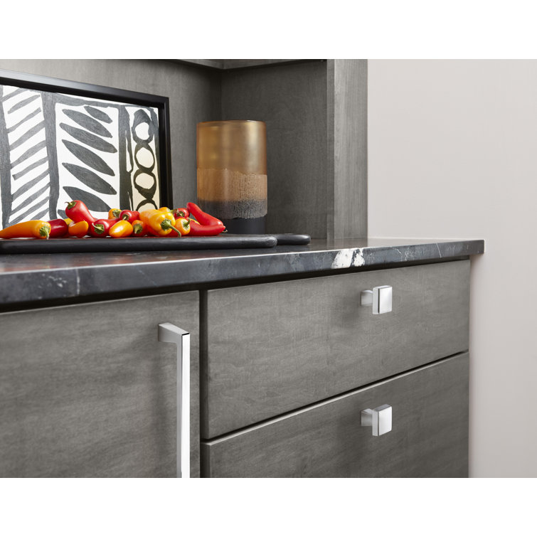 Polished Chrome Square Cabinet Knob with Mounting Hardware
