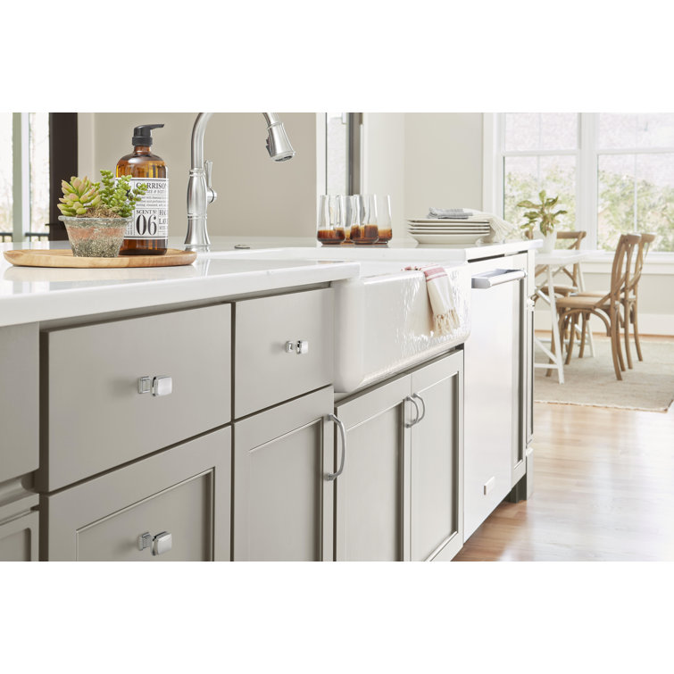 Polished Chrome Rectangular Cabinet Knob with Mounting Hardware