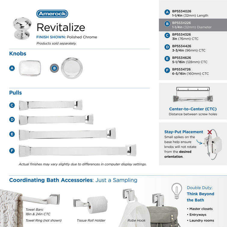 Polished Chrome Round Cabinet Knob with Mounting Hardware
