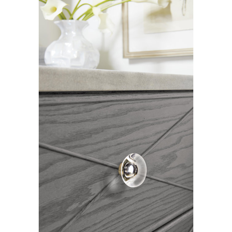 Clear and Bronze Round Glass Cabinet Knob with Mounting Hardware