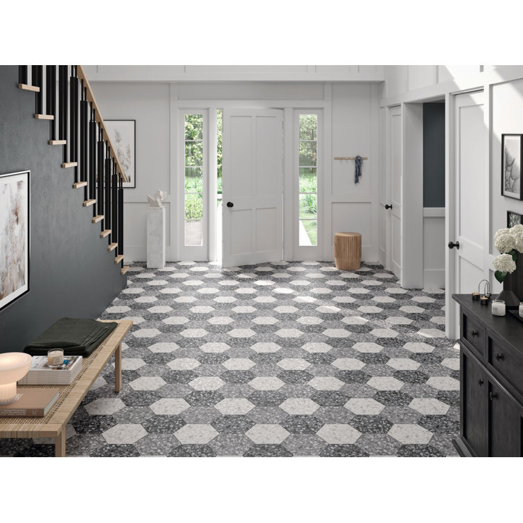 Gray Matte Porcelain Hexagon Tile with Water Protection