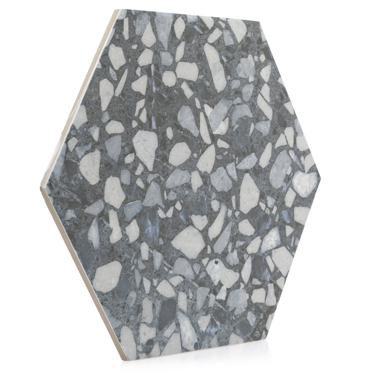Blue and Gray Hexagon Porcelain Matte Floor Tile