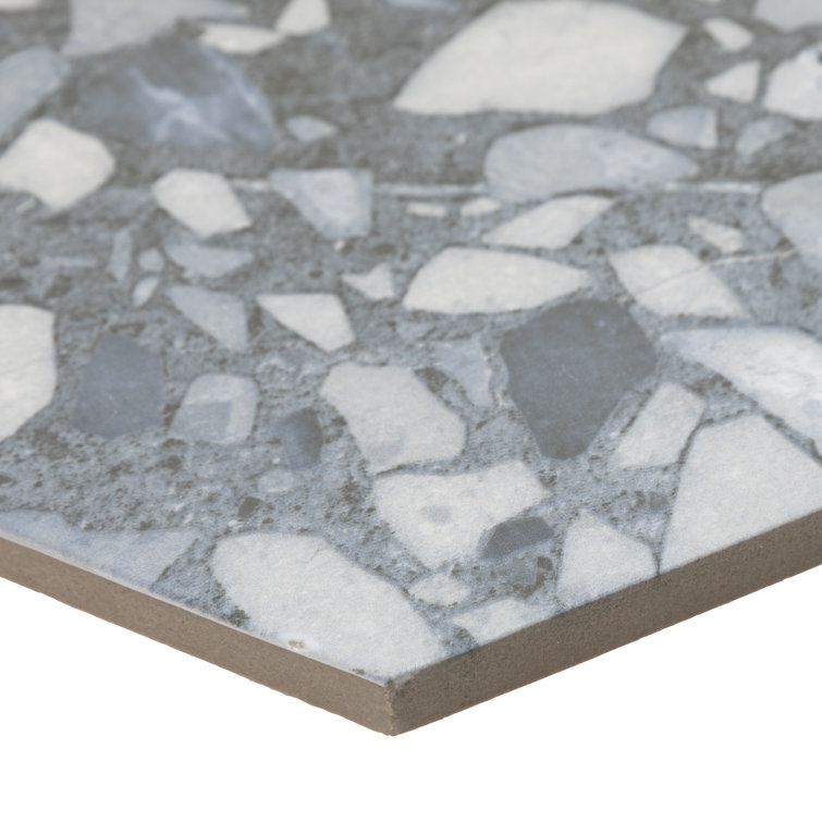 Blue and Gray Hexagon Porcelain Matte Floor Tile