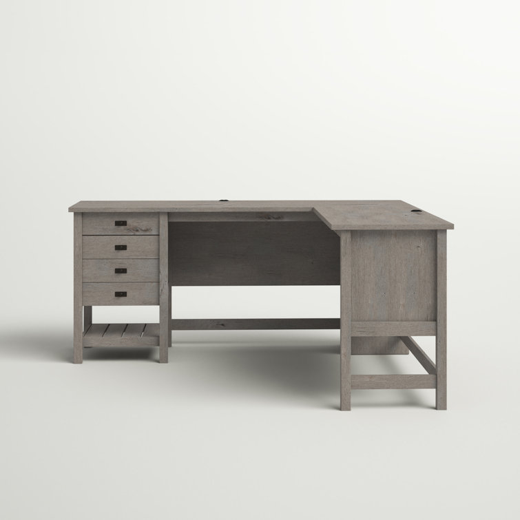 Mystic Oak L-Shaped Writing Desk with Drawer and Filing Cabinet