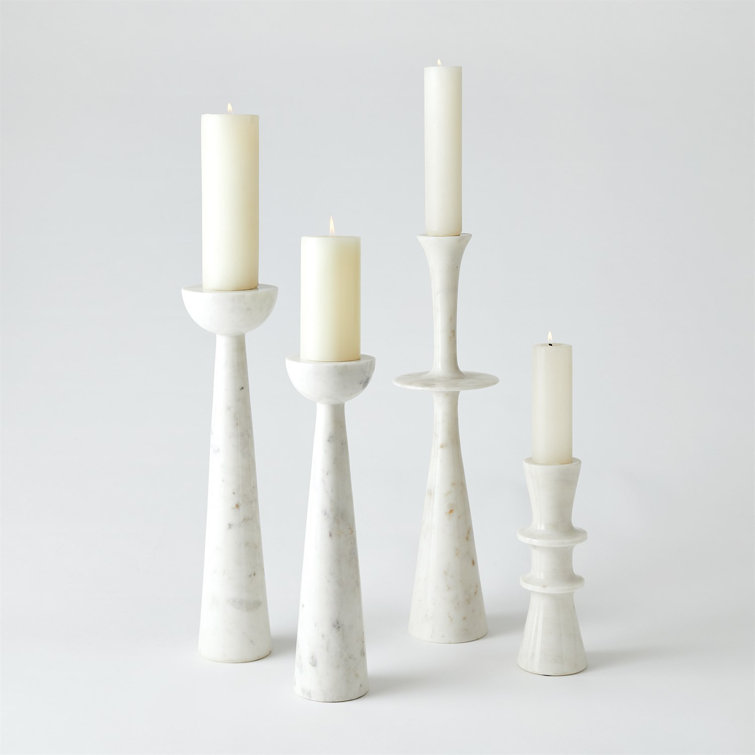 White Marble and Iron 17" Candle Stand