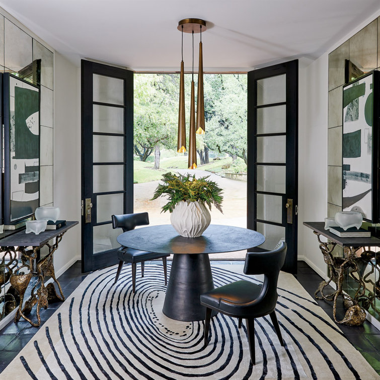 Drift Faux Bronze and Textured Black Marble Rectangular Console