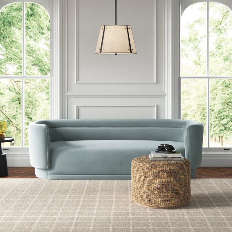 Kamila 93'' Sea Blue Velvet Tufted Sofa