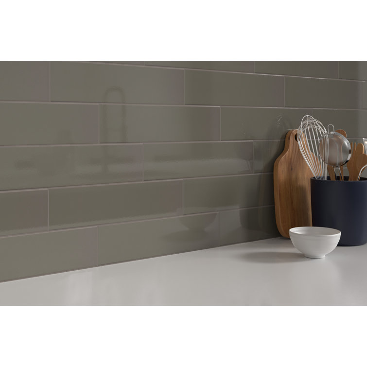 Taupe 4" x 16" Glossy Ceramic Subway Wall Tile