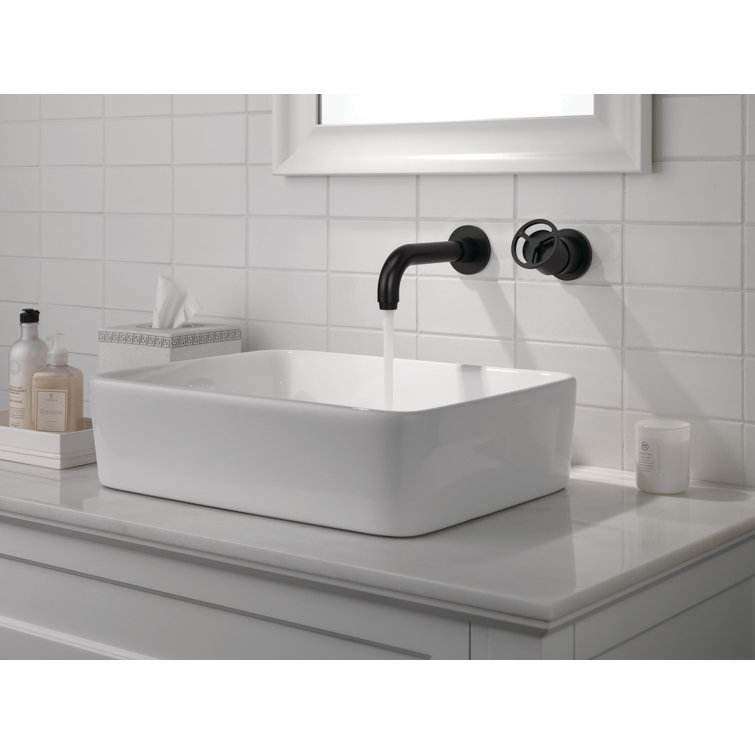 Matte Black Modern Wall Mounted Brass Bathroom Faucet