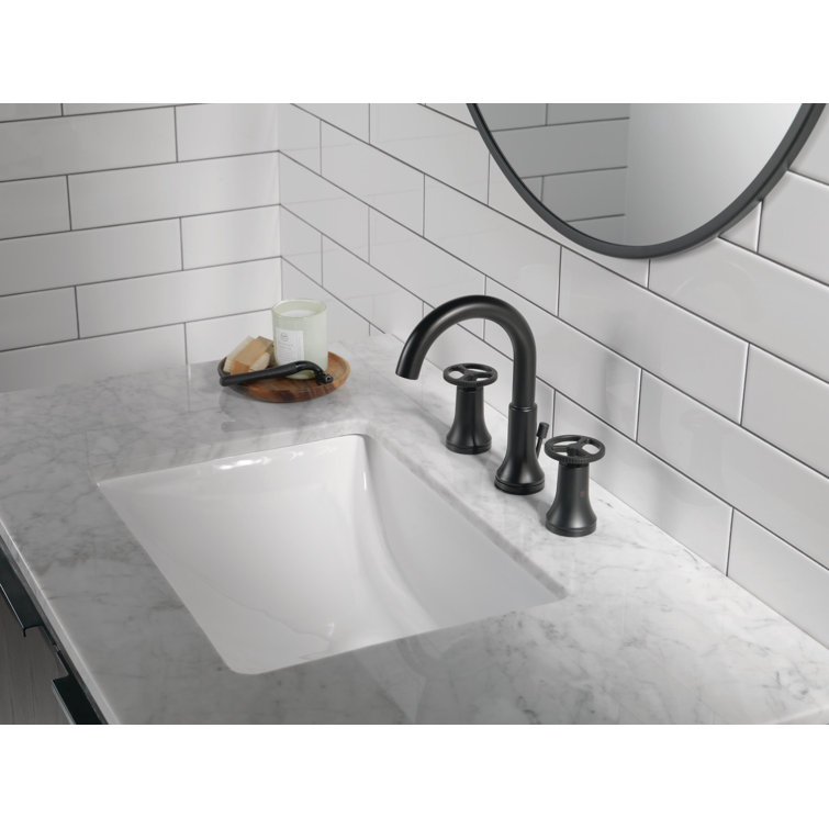 Matte Black Brass Modern Widespread Bathroom Faucet